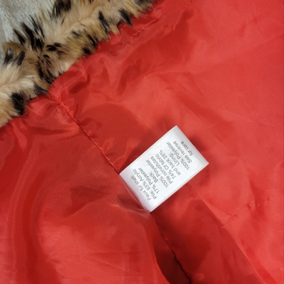 Princess Vera Wang Sie XL 14 Faux Fur Leopard Jacket Teddy Coat Cheetah Print - Picture 4 of 6